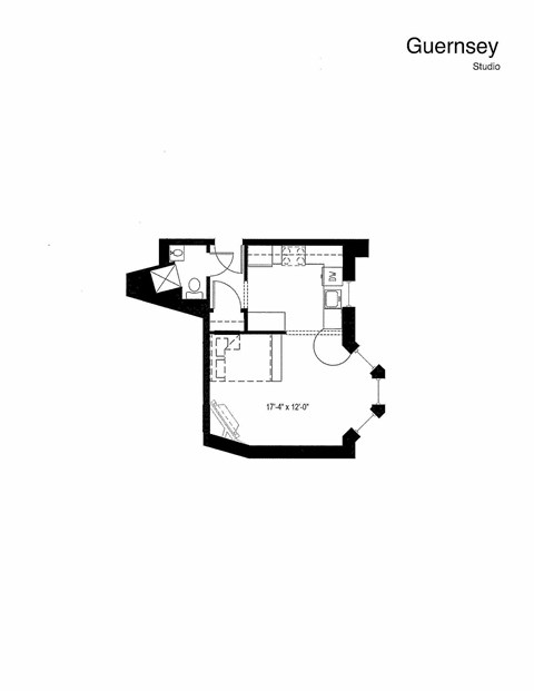 Floor plan for studio, 1 bath, 353 sqft